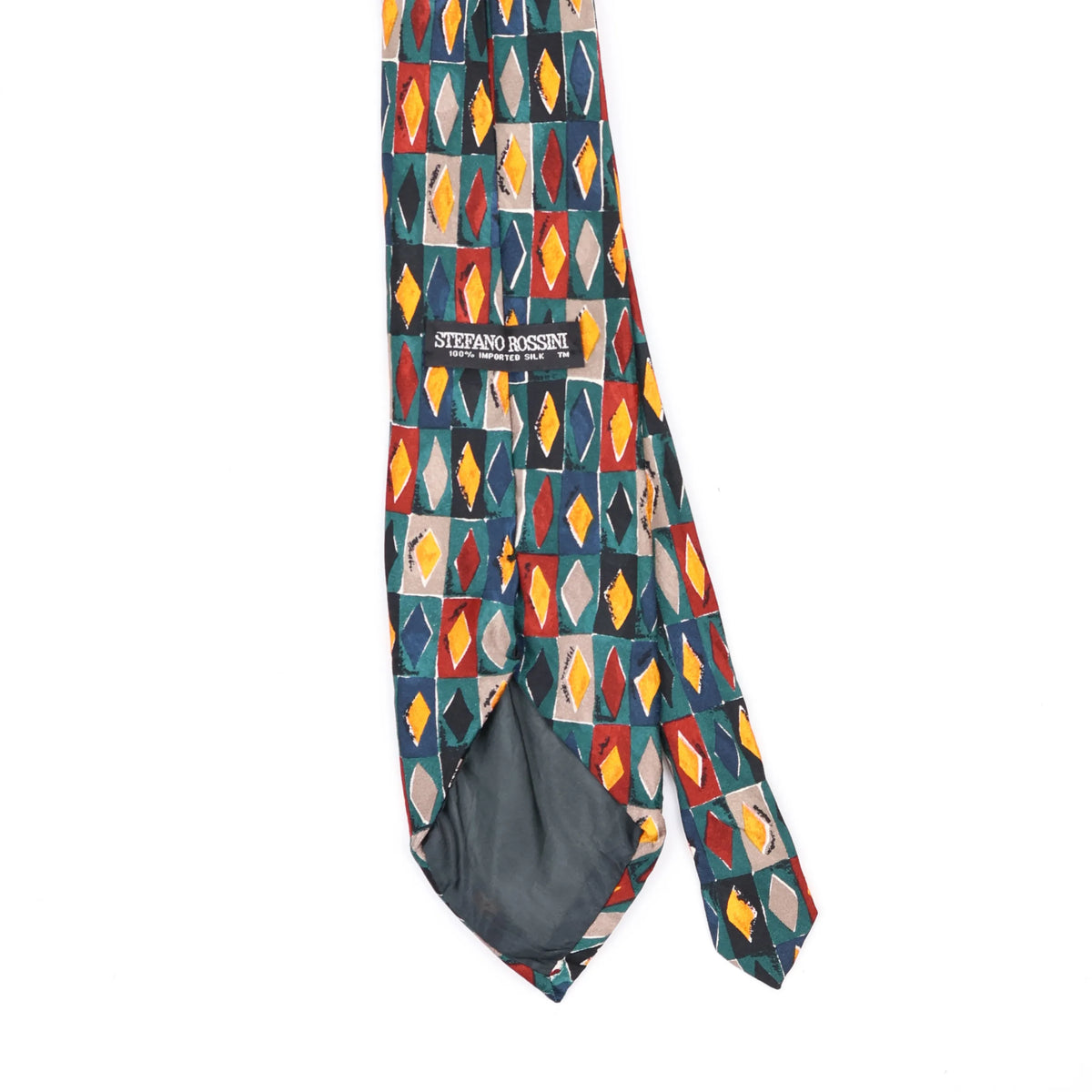 Back Back Detail of Vintage Diamonds Geometric Patterned Tie