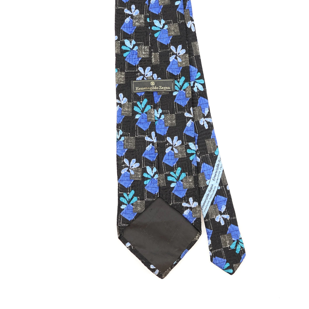 Back Back Detail of Vintage 1990's Ermenegildo Zegna Flower Geometric Patterned Tie