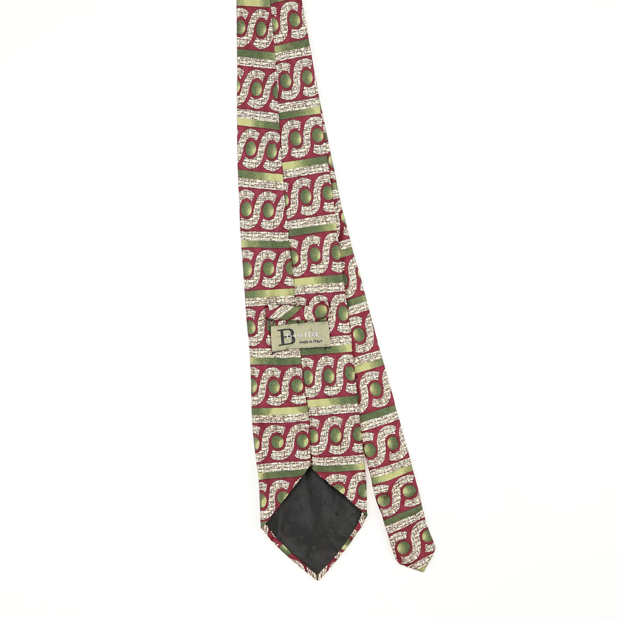 Back Back of Vintage 1990's Biella Geometric Patterned Tie