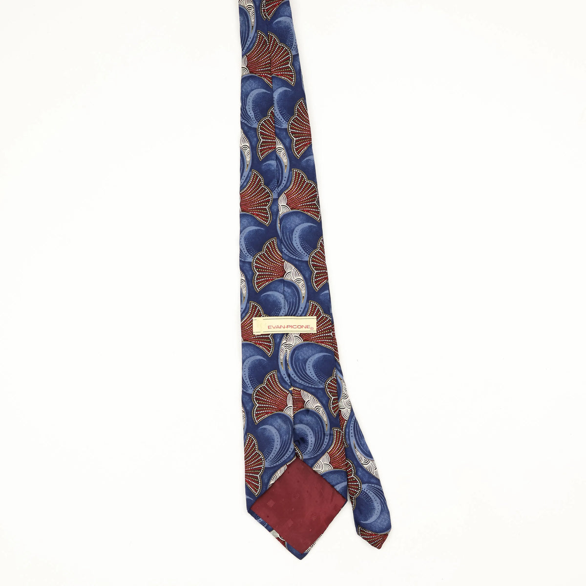 Back Back of Vintage 1990's Evan Picone Shells Abstract Patterned Tie