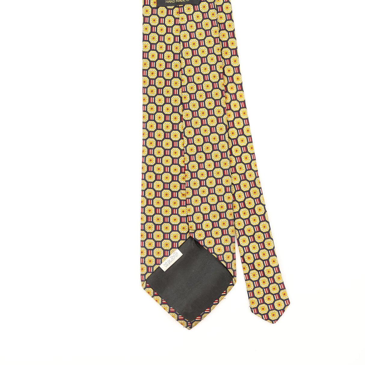 Back Detail of Vintage 1990's Rene Chagal Geometric Patterned Tie