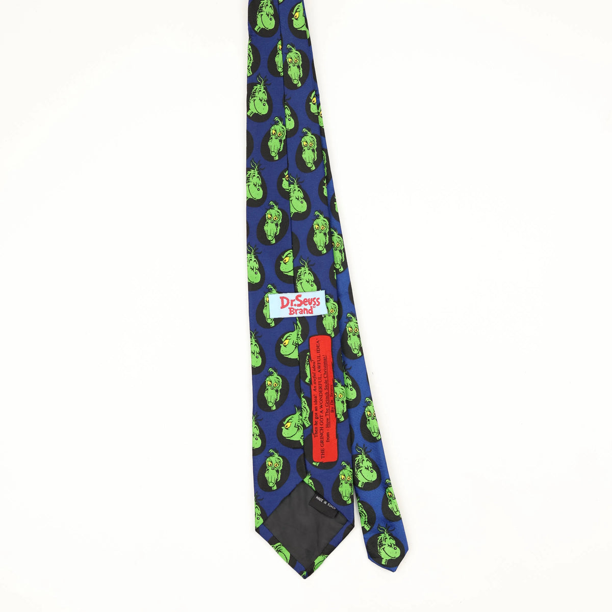 Back Back of Vintage 1990's Dr. Seuss Grinch Cartoon Patterned Tie