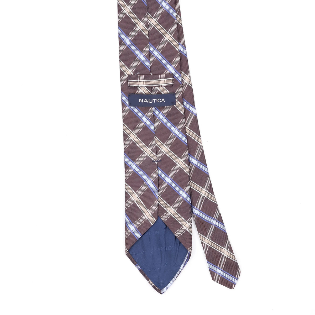 Back Back Detail of Vintage 1990's Nautica Check Patterned Tie