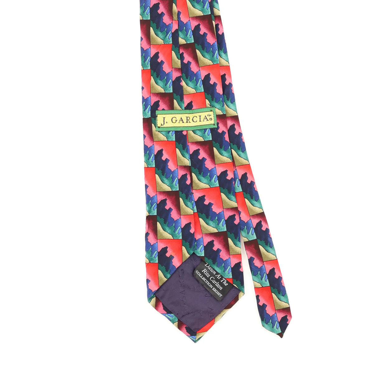 Back Back Detail of Vintage 1990's Jerry Garcia Geometric Patterned Tie