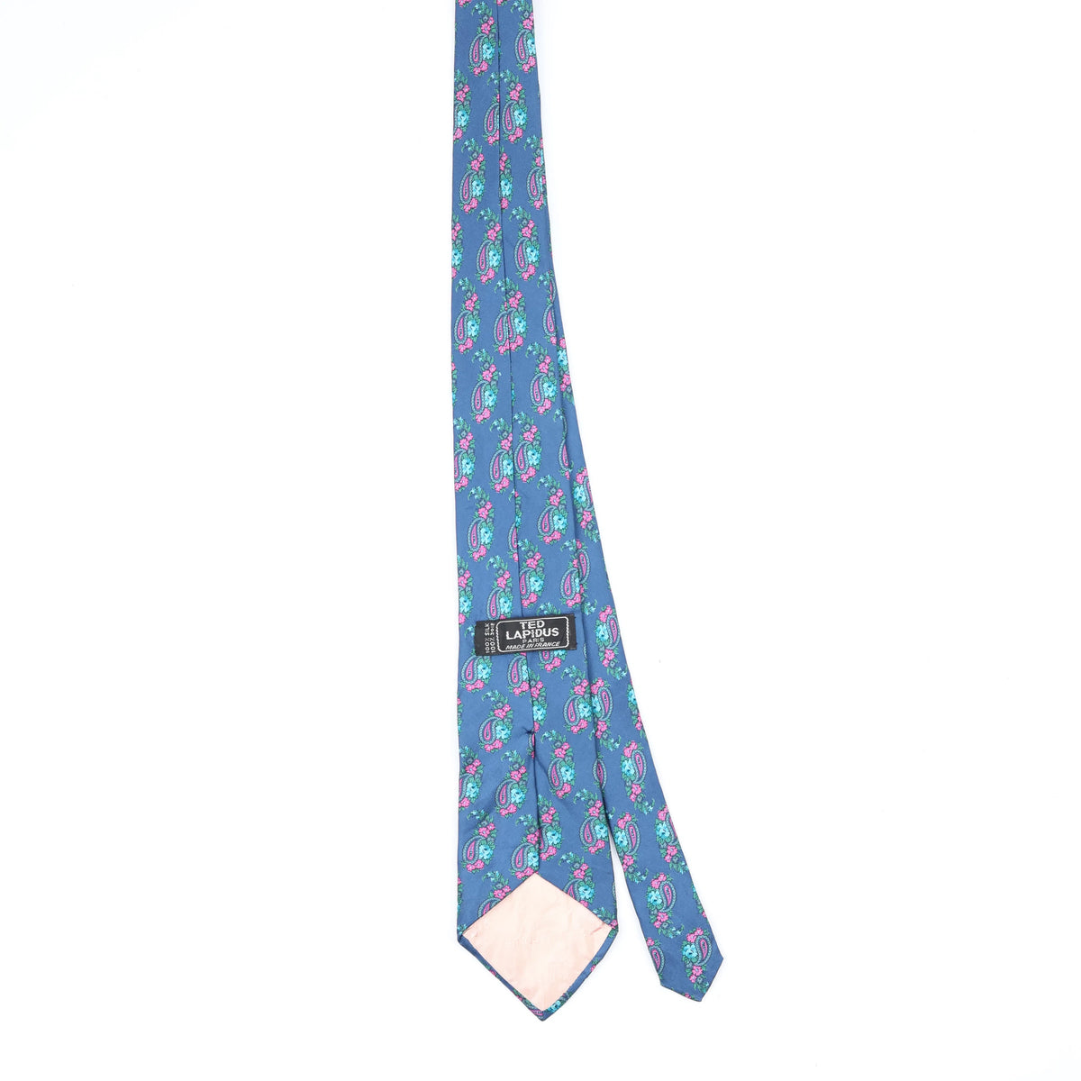 Back Back of Vintage 1980's Ted Lapidus Flowers Paisley Patterned Tie