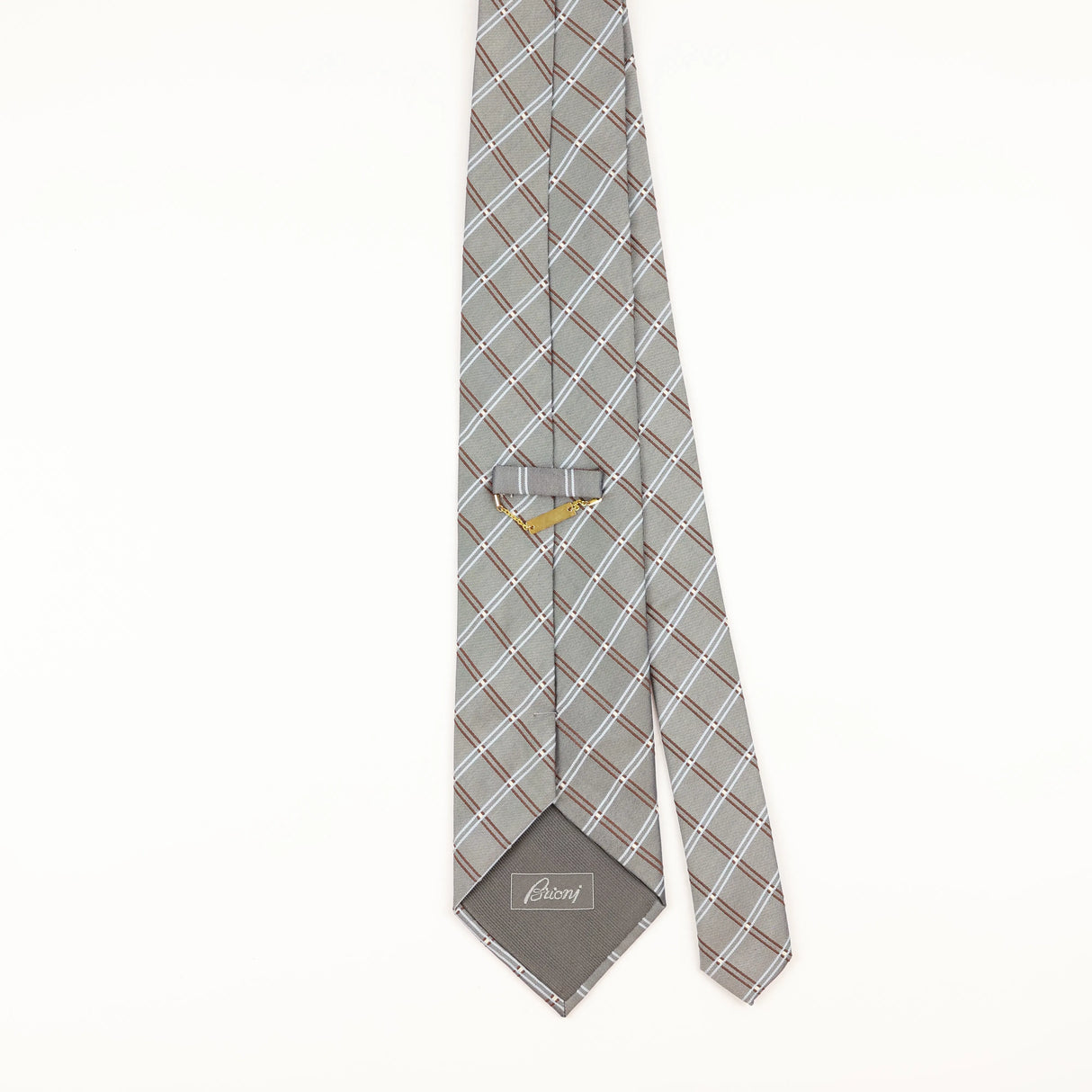 Back of Vintage 1990's Brioni Check Patterned Tie