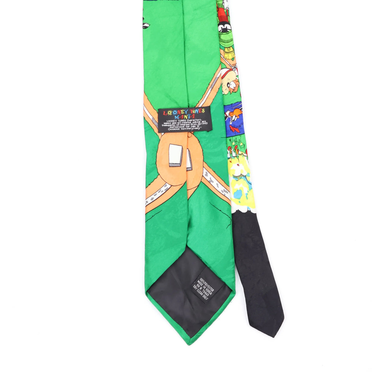 Back Back Detail of Vintage 1990's Looney Tunes Baseball Cartoon Patterned Tie