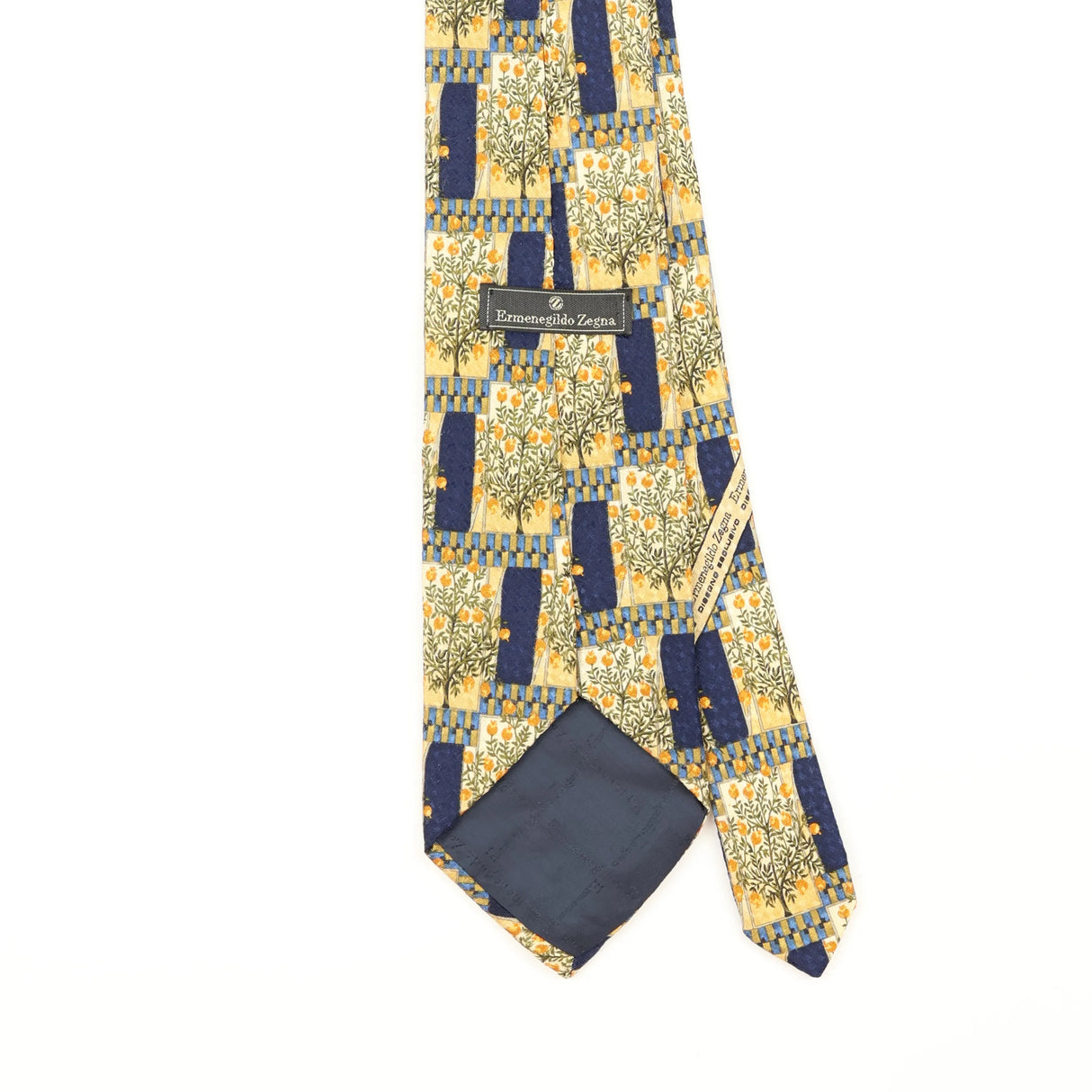 Back Detail of Vintage 1990's Ermenegildo Zegna Floral Patterned Tie