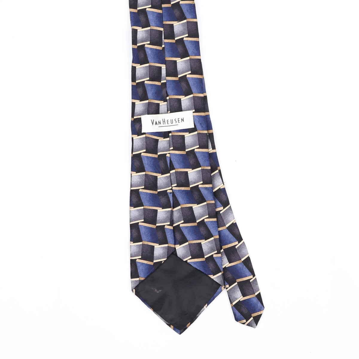 Back Back Detail of Vintage 1990's Van Heusen Geometric Patterned Tie
