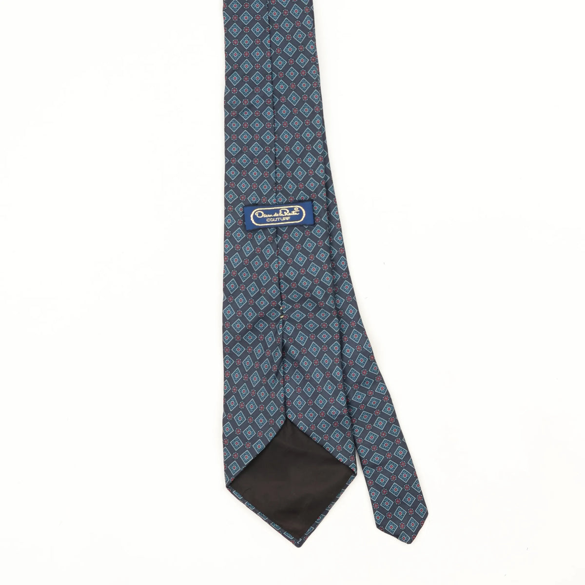 Back Back Detail of Vintage 1990's Oscar De La Renta Geometric Patterned Tie
