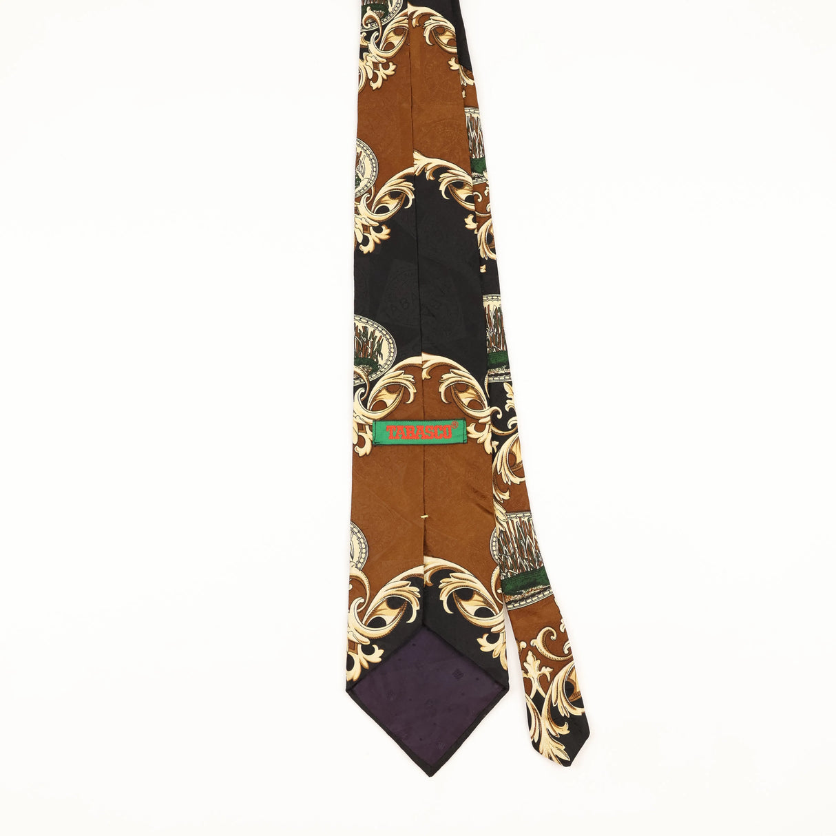 Back of Vintage 1990's Tabasco Cartoon Patterned Tie