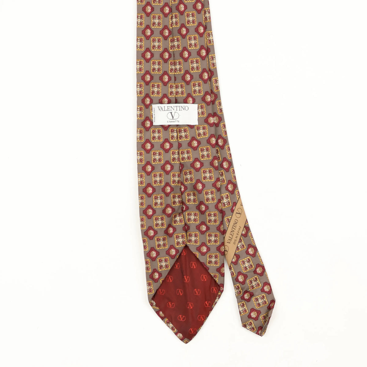Back Back Detail of Vintage 1990's Valentino Geometric Patterned Tie