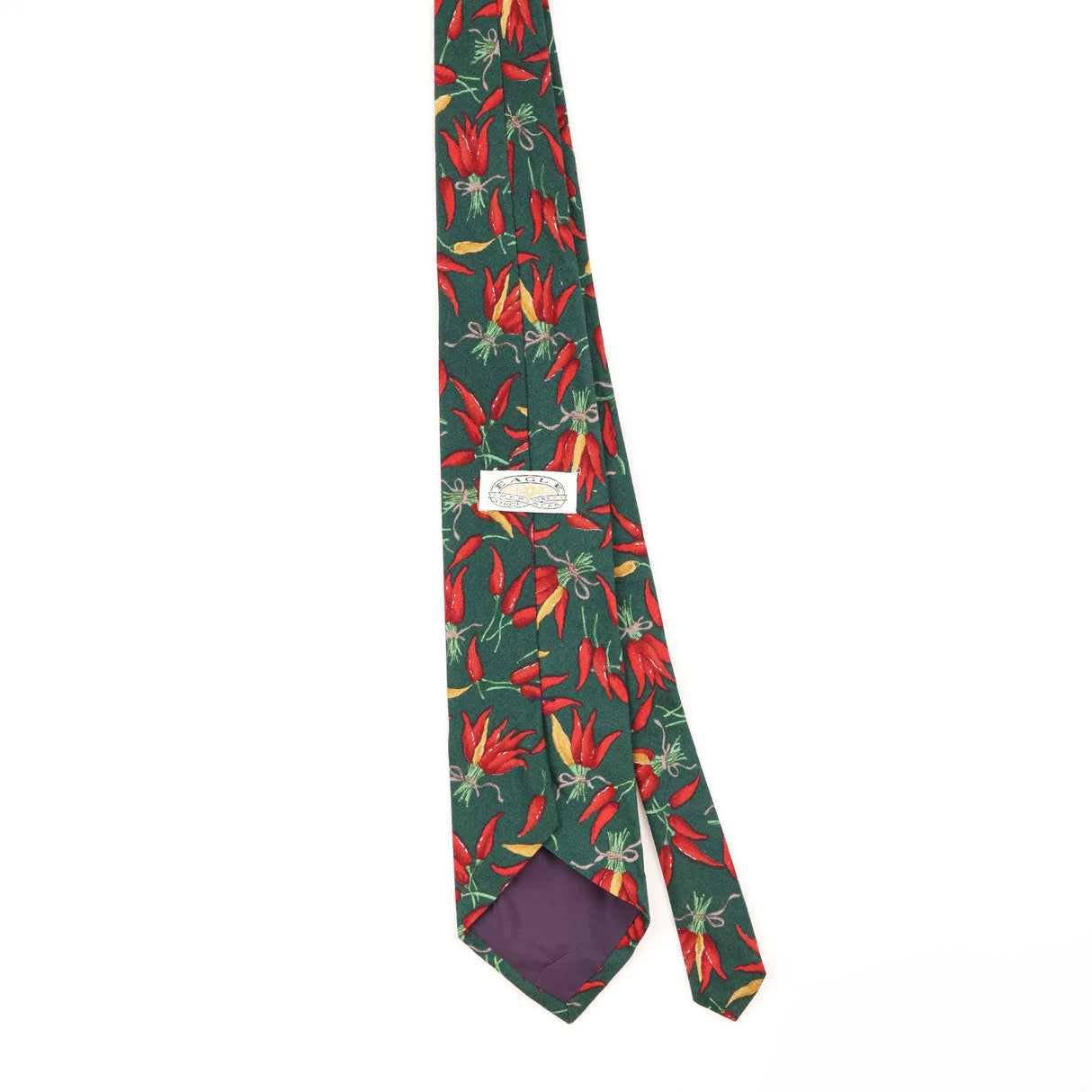 Back of Vintage 1990's Eagles Wings Chilli Geometric Patterned Tie