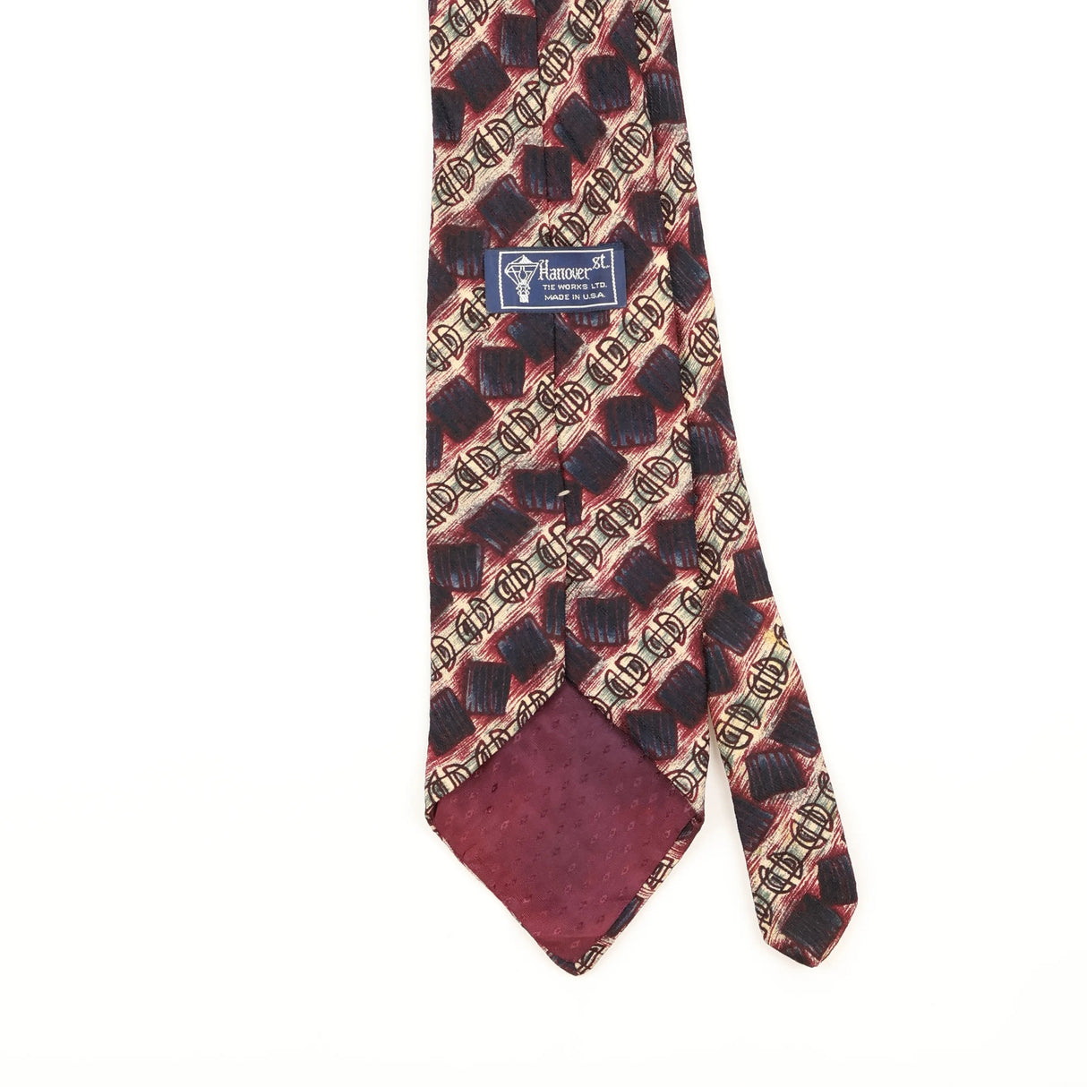 Back Detail of Vintage 1990's Geometric Patterned Tie