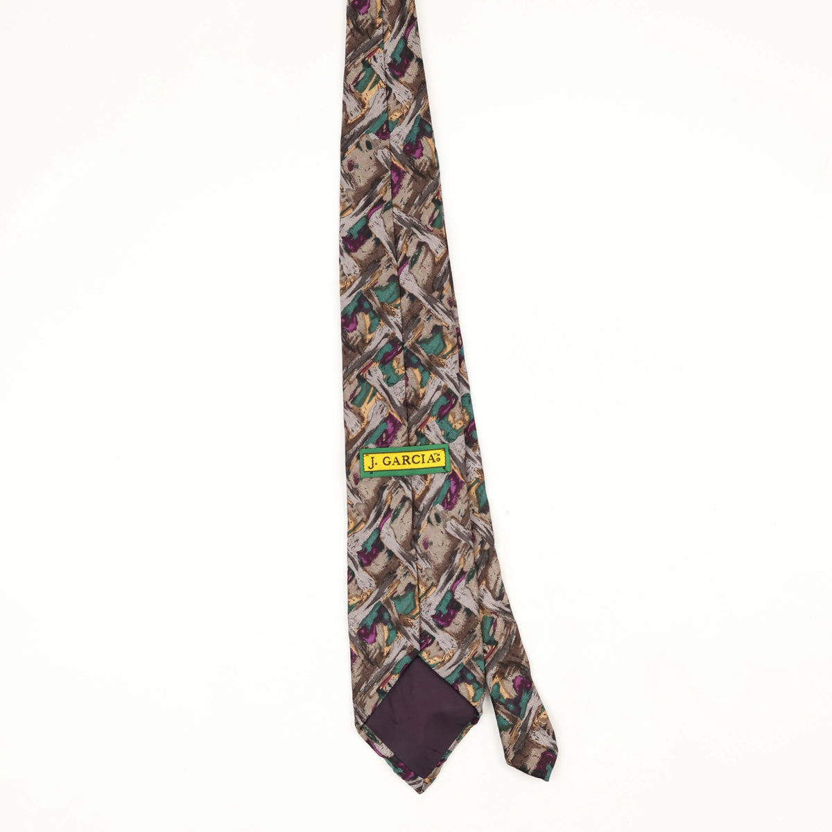 Back Back of Vintage 1990's Jerry Garcia Abstract Patterned Tie