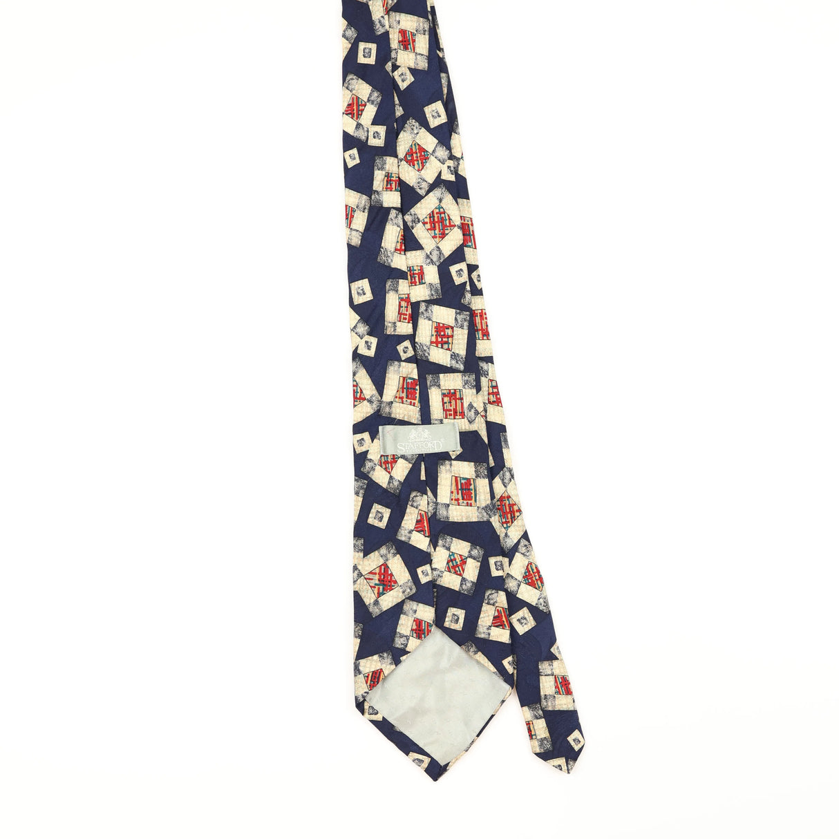 Back of Vintage 1990's Squares Geometric Patterned Tie