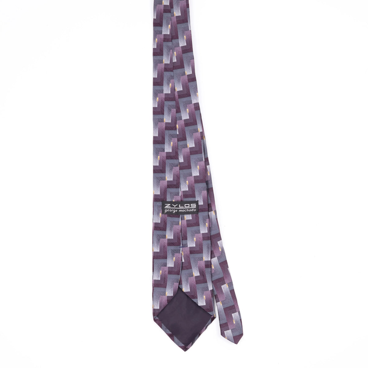Back Back of Vintage 1990's Zylos Geometric Patterned Tie