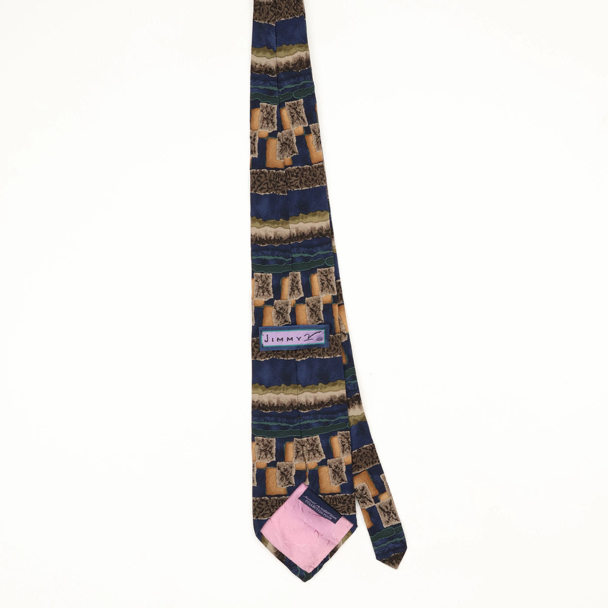Back Back of Vintage 1990's Stonehenge Jamal Anderson Geometric Patterned Tie