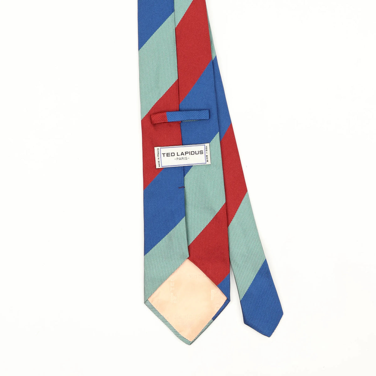 Back Back Detail of Vintage 1980's Ted Lapidus BNWT Striped Patterned Tie