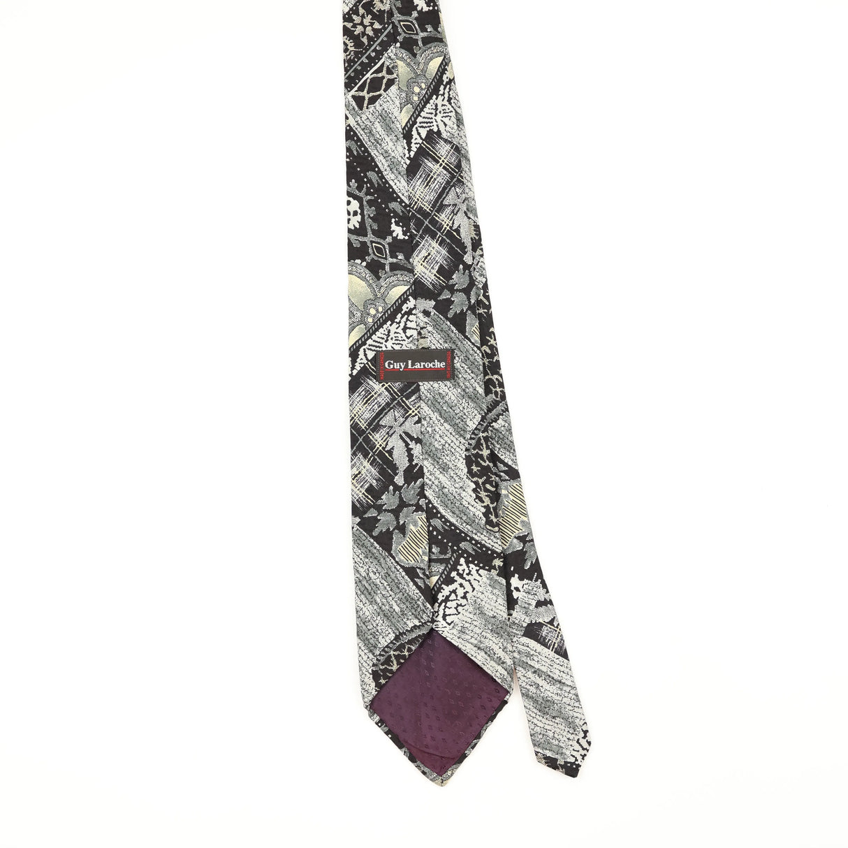 Back Back of Vintage 1990's Guy Laroche Abstract Patterned Tie