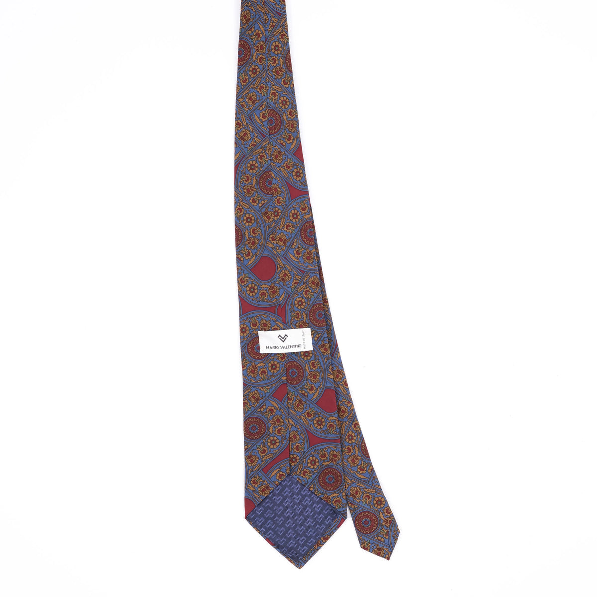 Back Back of Vintage 1990's Mario Valentino Floral Patterned Tie