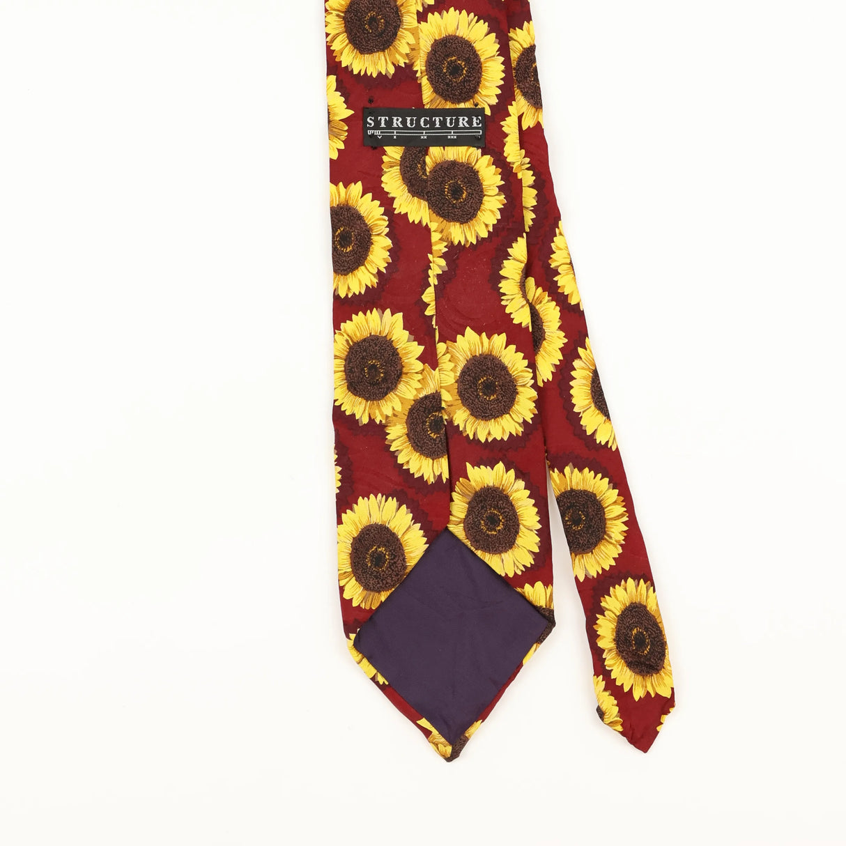 Back Detail of Vintage 1990's Structure Sunflower Floral Patterned Tie