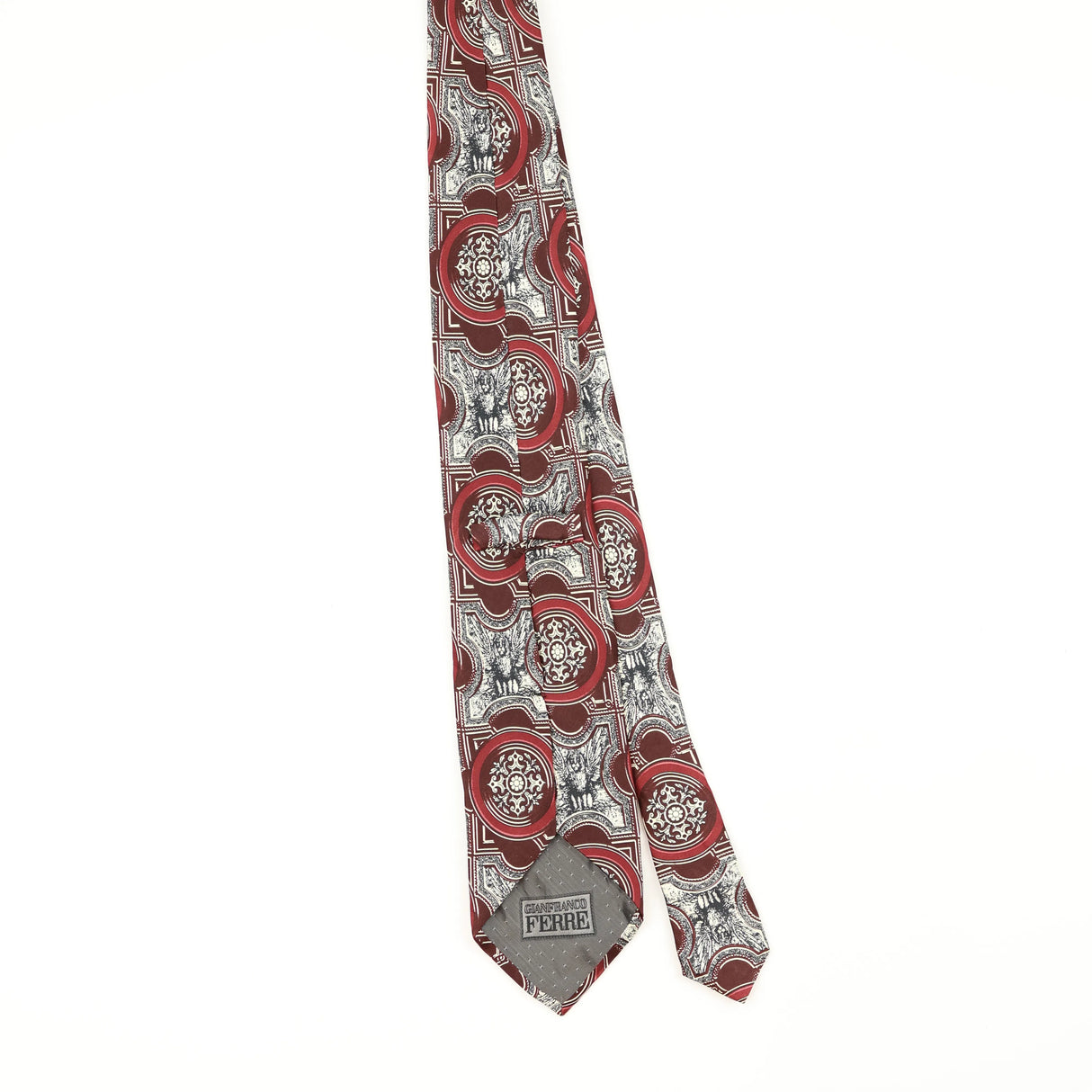 Back Back of Vintage 1990's Gianfranco Ferré Geometric Patterned Tie