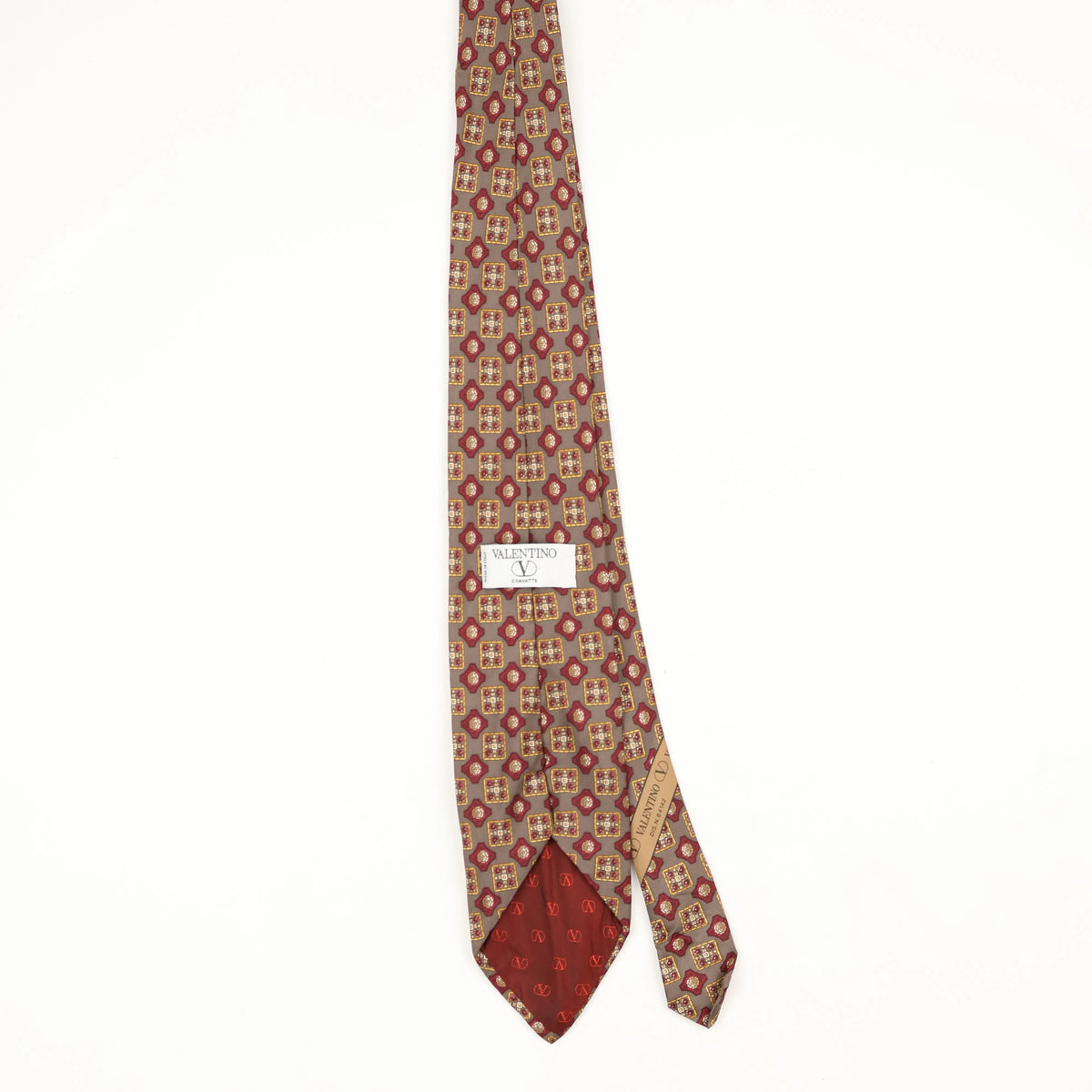 Back Back of Vintage 1990's Valentino Geometric Patterned Tie