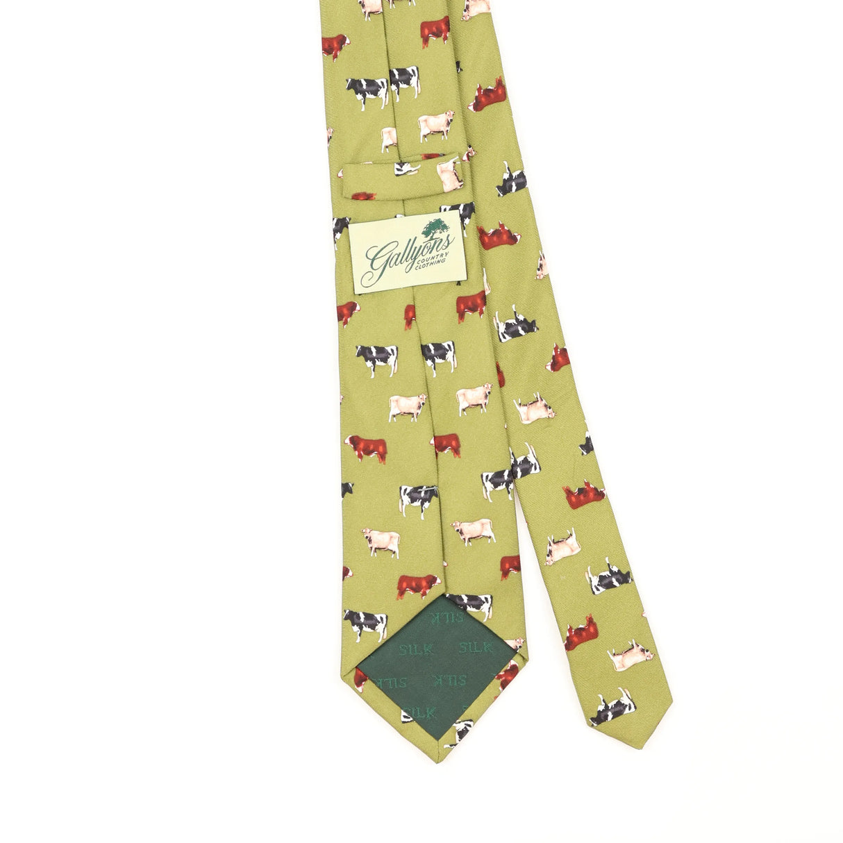 Back Detail of Vintage 1990's Cows Animal Print Patterned Tie