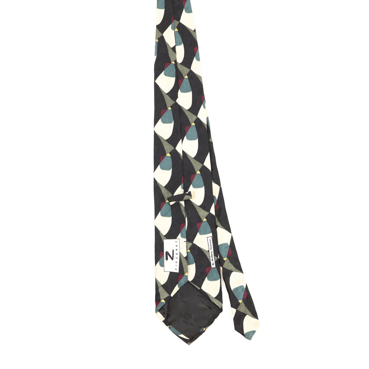 Back Back of Vintage 1990's Mulberry Geometric Patterned Tie