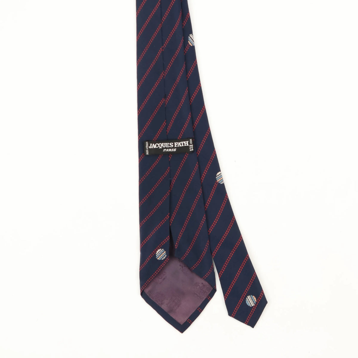 Back Back Detail of Vintage 1980's Jacques Fath Striped Patterned Tie