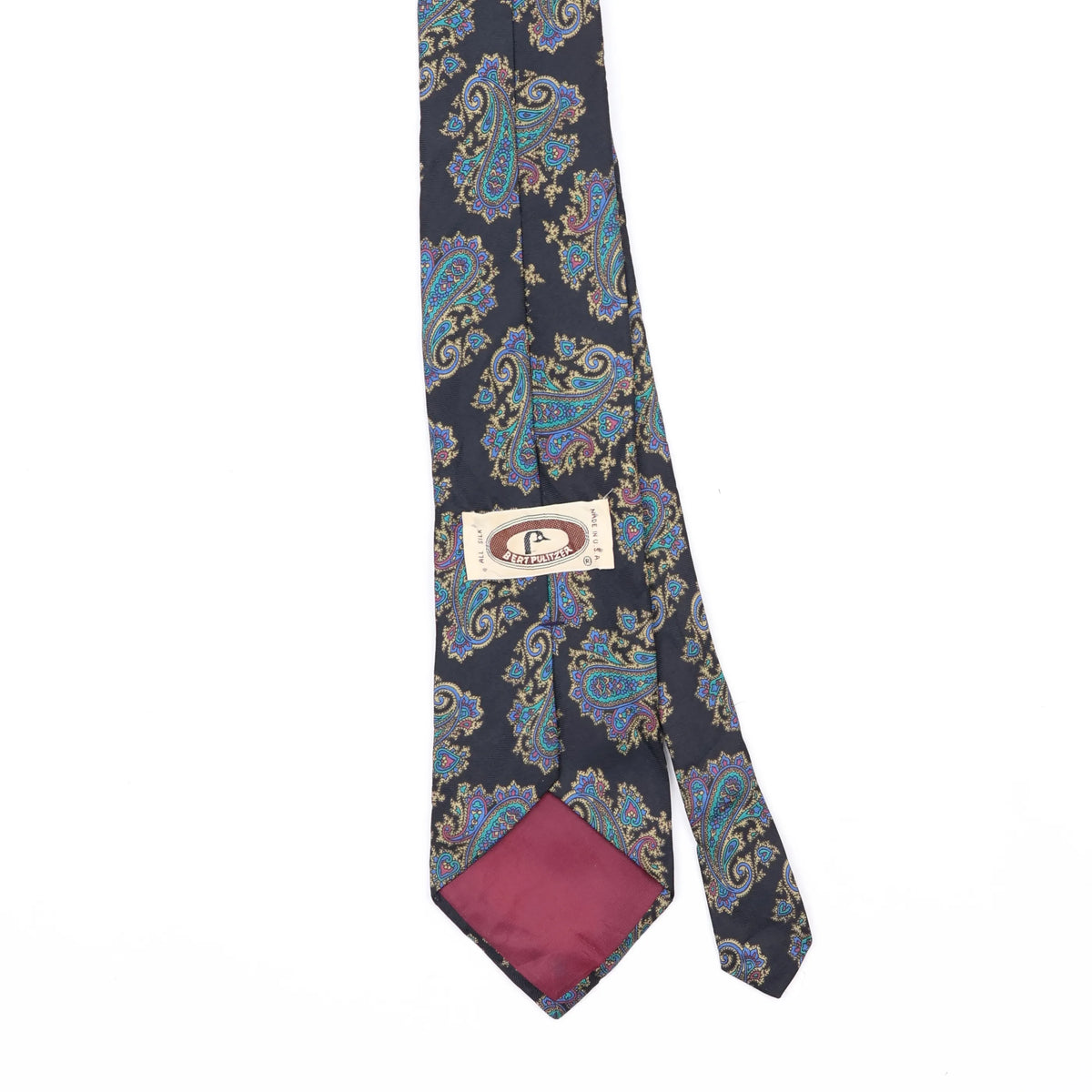 Back Back Detail of Vintage 1990's Bert Pulitzer Paisley Patterned Tie