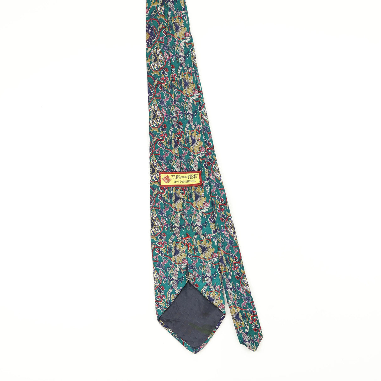Back Back of Vintage 1990's Stonehenge Ties For Tibet Abstract Patterned Tie