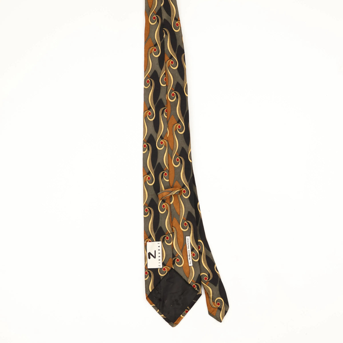 Back Back of Vintage 1990's Mulberry Waves Abstract Patterned Tie