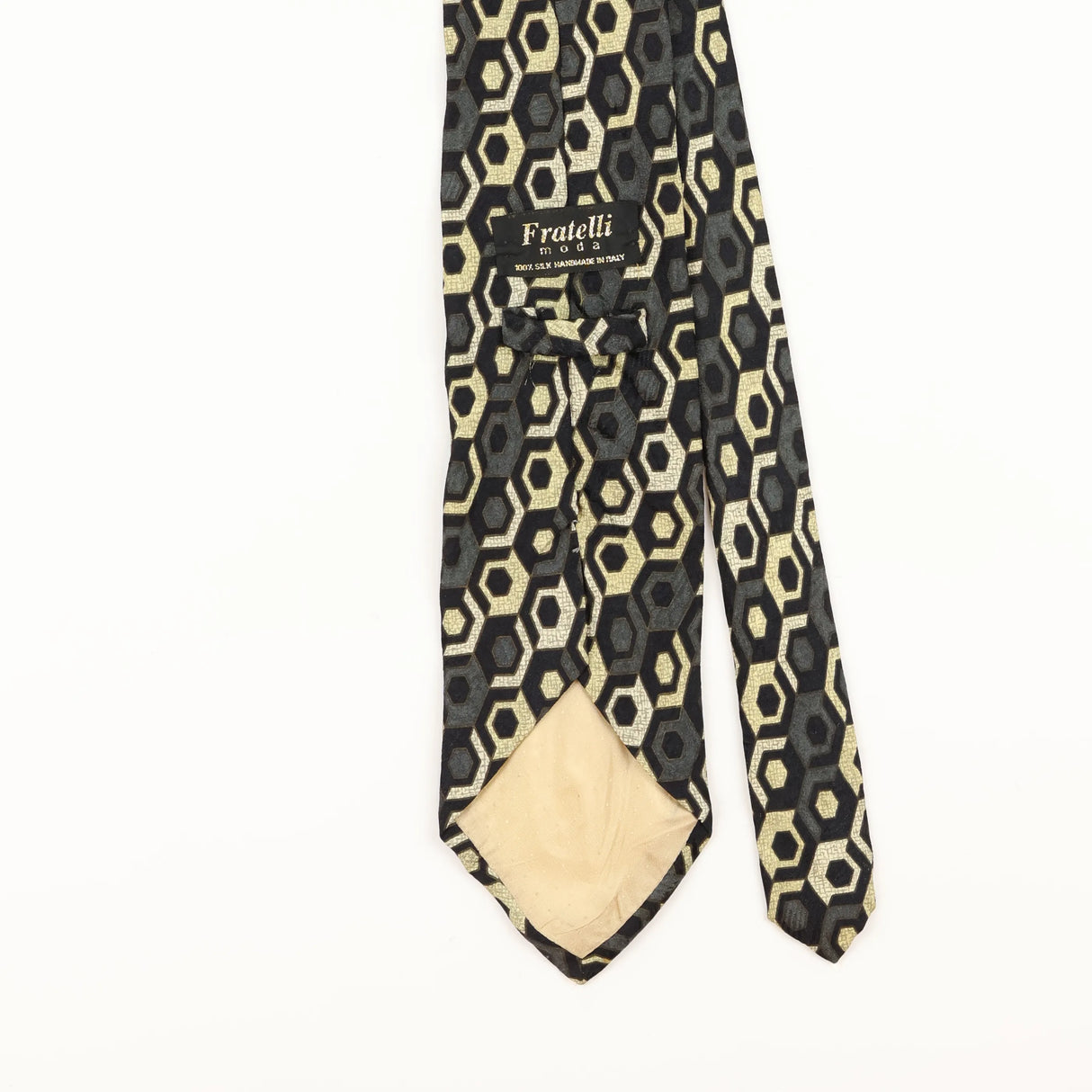 Back Detail of Vintage 1990's Fratelli Geometric Patterned Tie