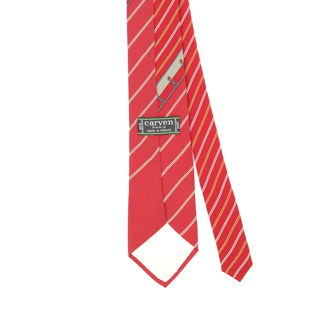 Back Detail of Vintage 1980's Carven Striped Patterned Tie