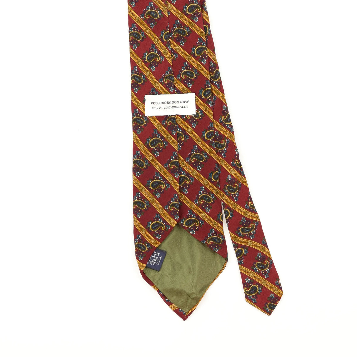 Back Back Detail of Vintage 1990's Paisley Striped Patterned Tie