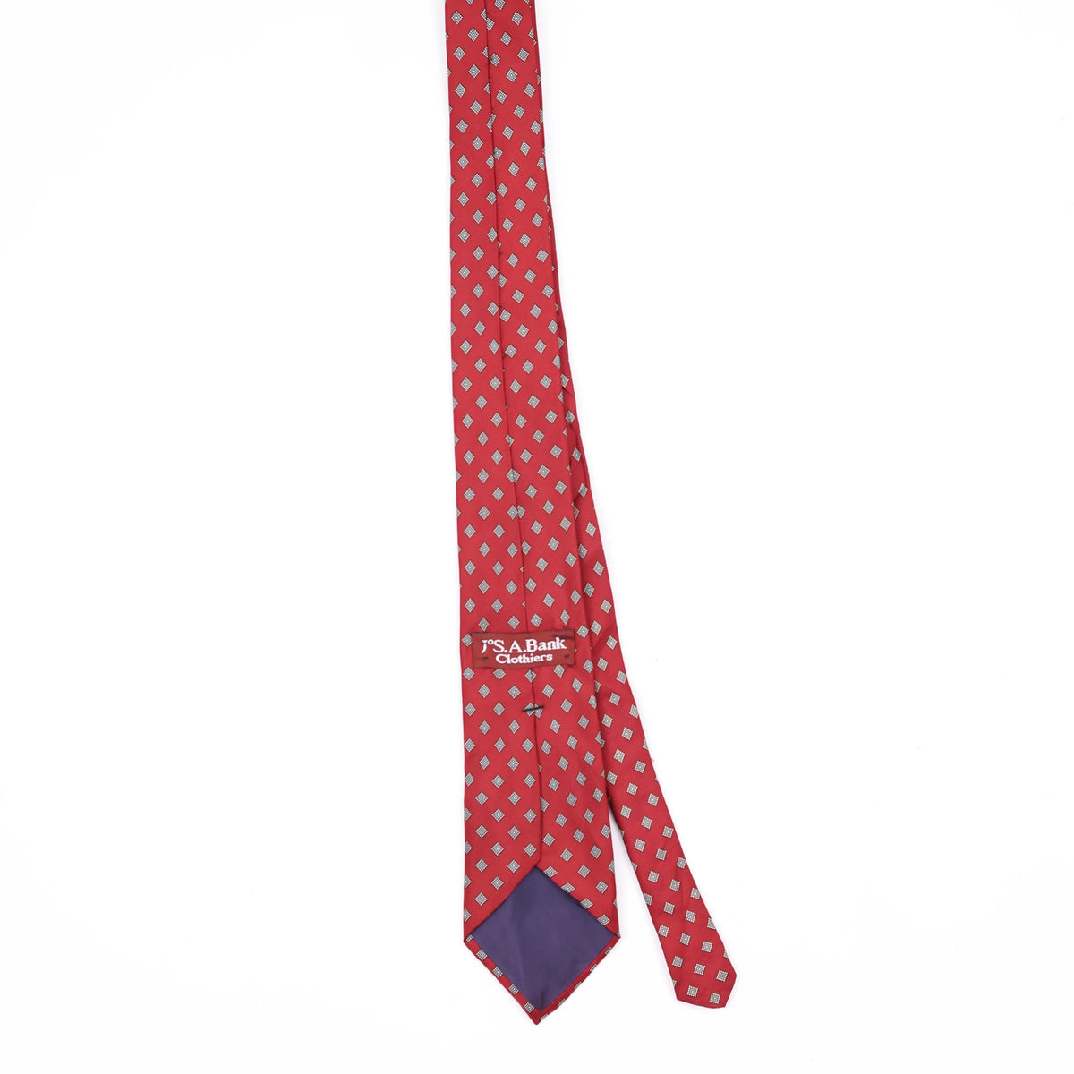 Back Back of Vintage 1980's Jos. A. Bank Diamond Foulard Geometric Patterned Tie