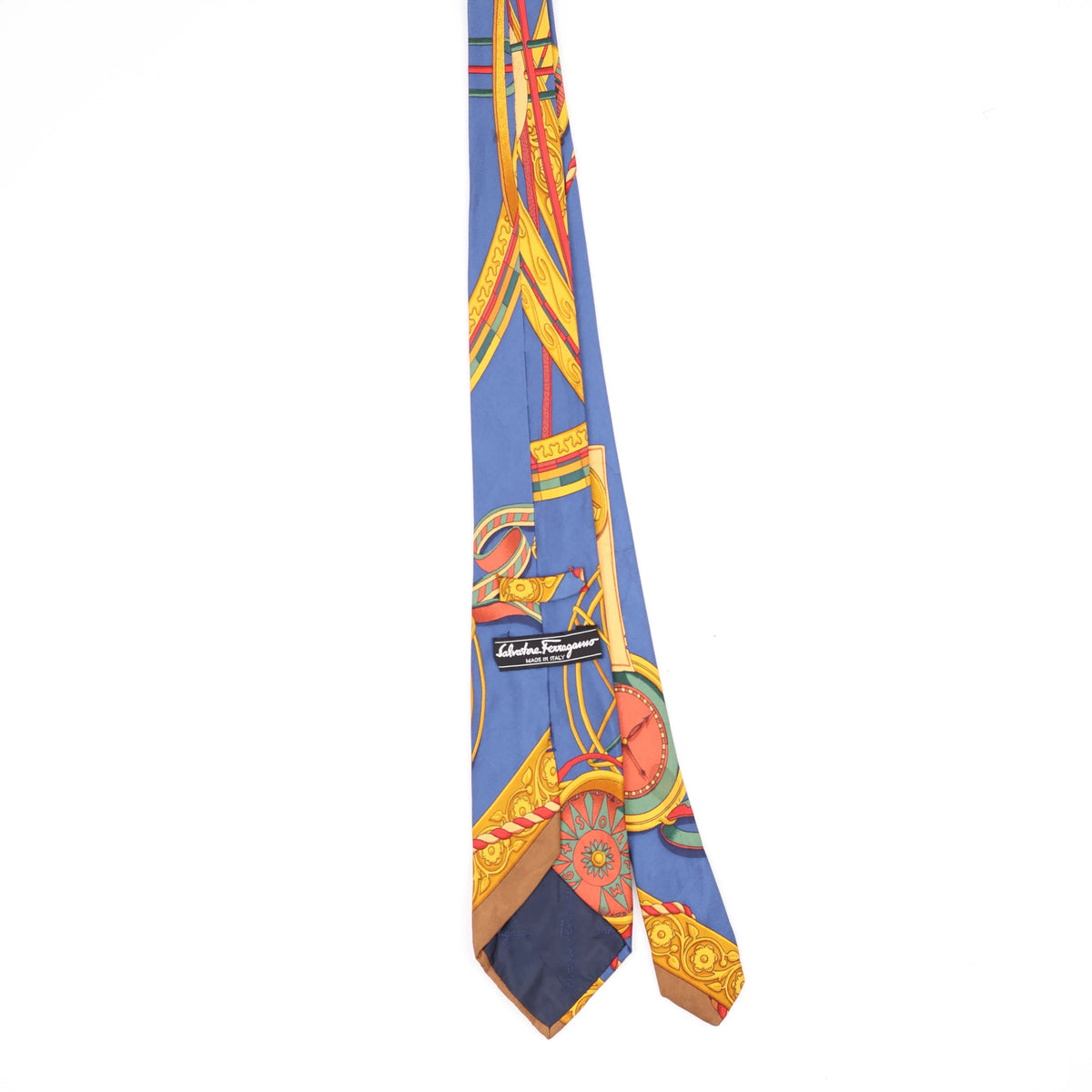Back Back of Vintage 1990's Salvatore Ferragamo Clockwork Abstract Patterned Tie