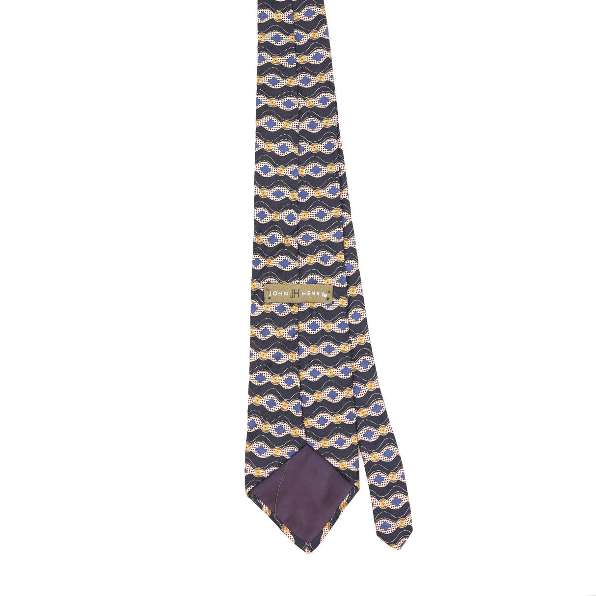 Back Back of Vintage 1990's John Henry Geometric Patterned Tie