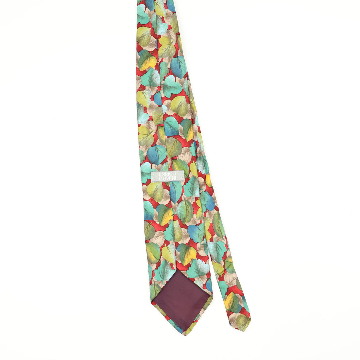 Back Back of Vintage 1990's Enrico Coveri Leaves Floral Patterned Tie