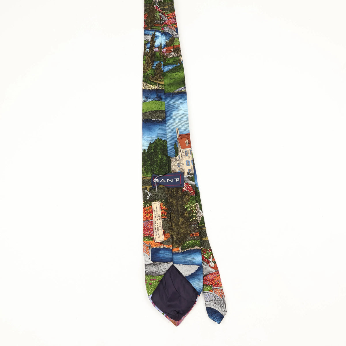 Back Back of Vintage 1990's Gant Landscape Abstract Patterned Tie