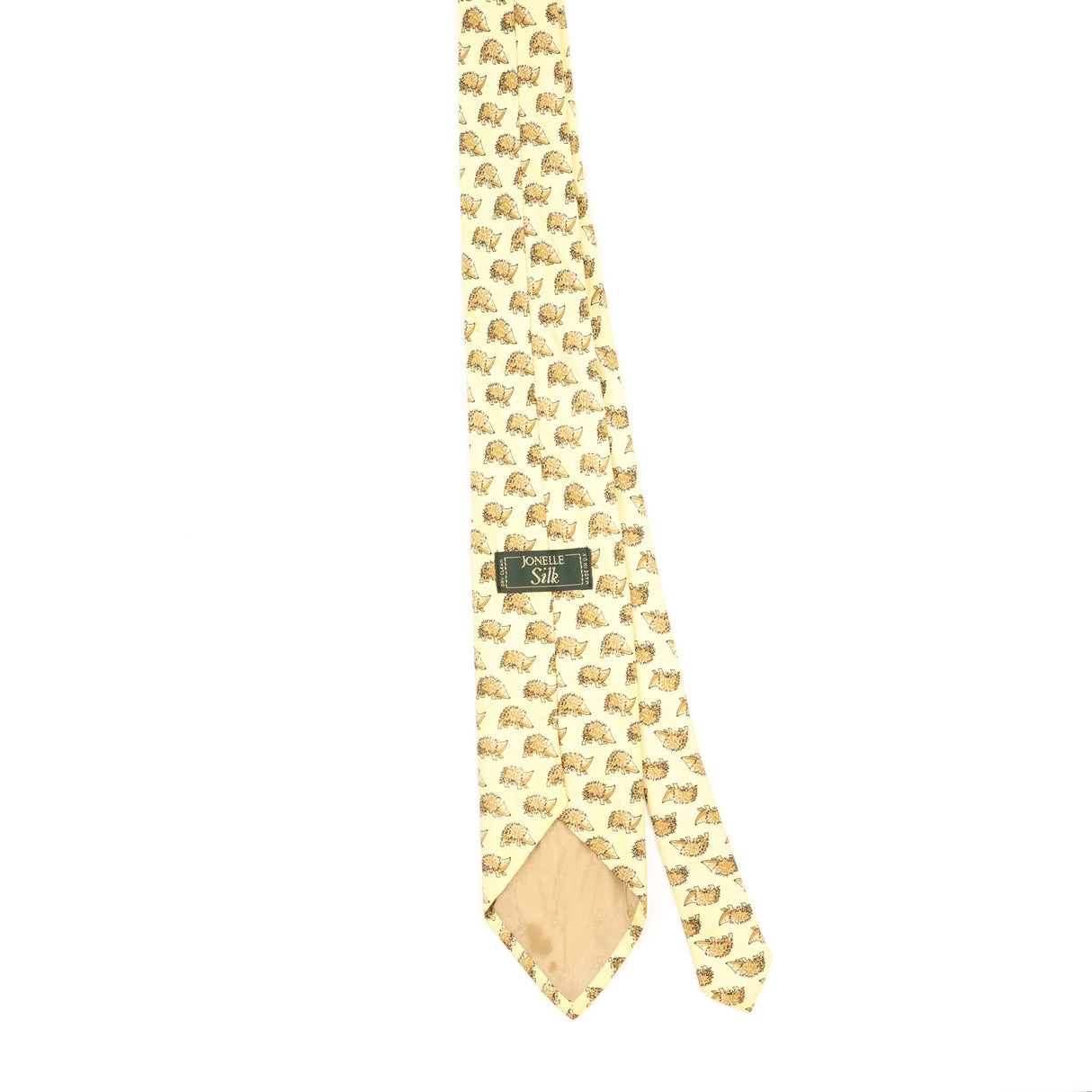 Back of Vintage 1990's Jonelle Hedgehog Animal Print Patterned Tie