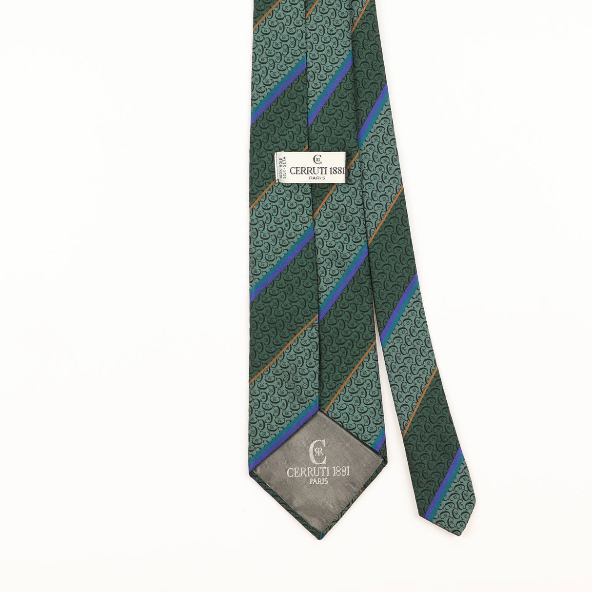 Back Detail of Vintage 1990's Cerruti 1881 Monogram Geometric Patterned Tie