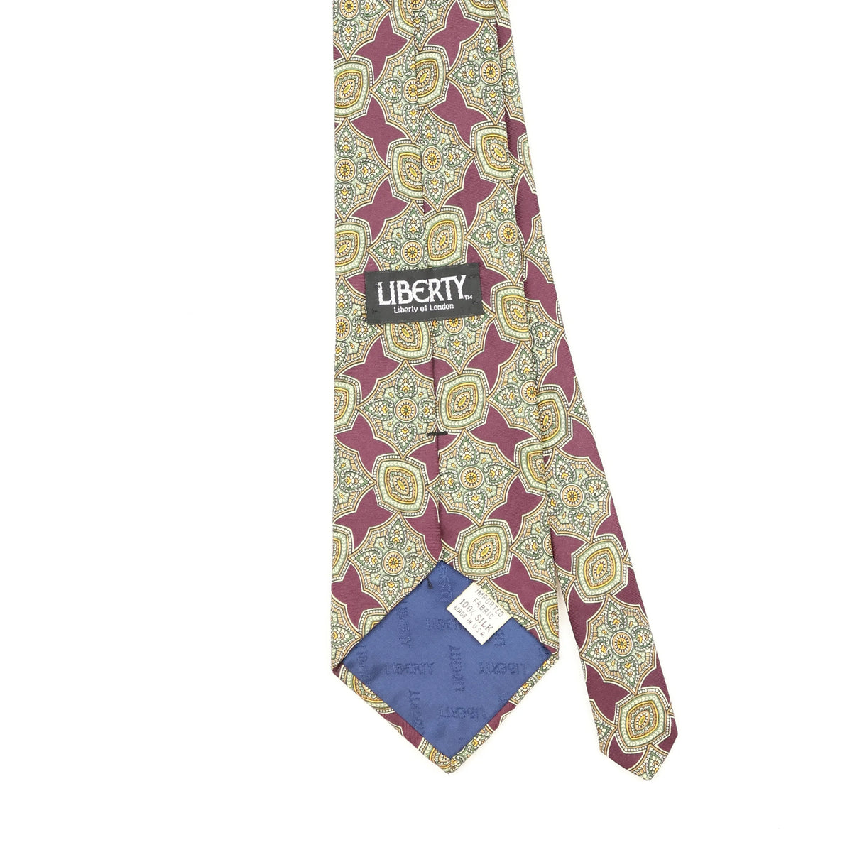 Back Back Detail of Vintage 1990's Liberty of London Geometric Patterned Tie