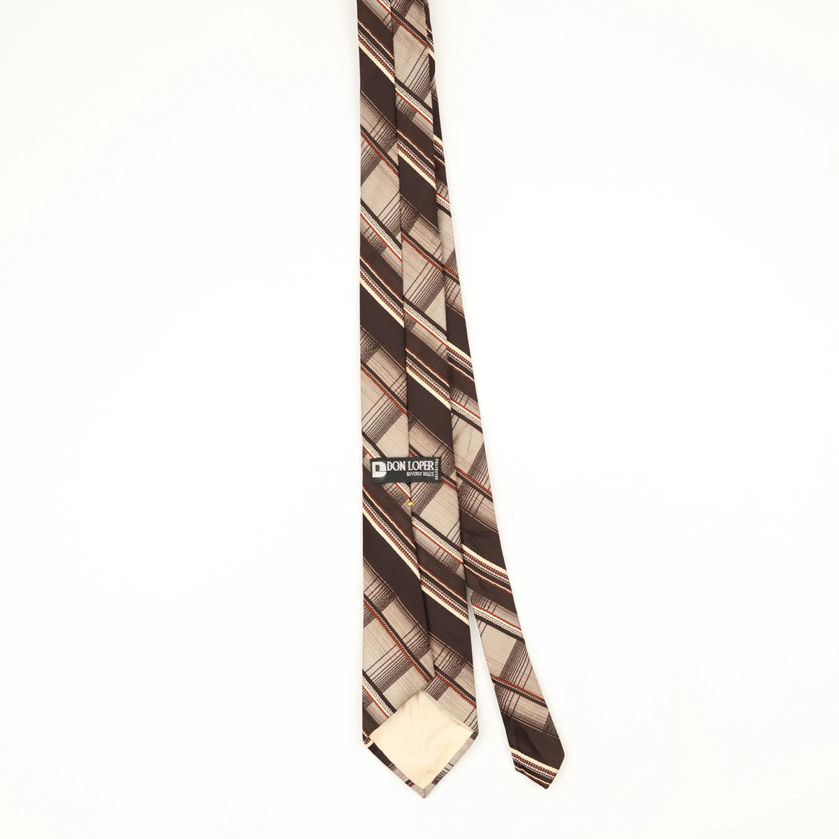 Back Back of Vintage 1980's Don Loper Check Patterned Tie