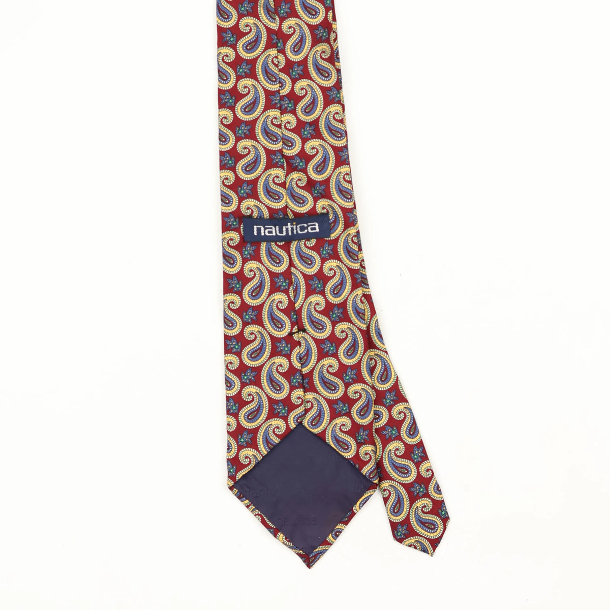 Back Back Detail of Vintage 1990's Nautica Paisley Patterned Tie