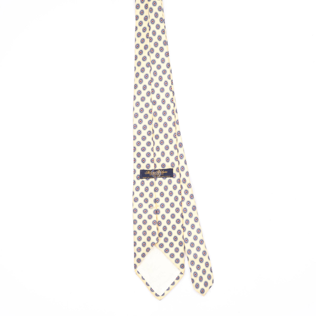 Back Back of Vintage 1990's Brooks Brothers Daisy Foulard Geometric Patterned Tie