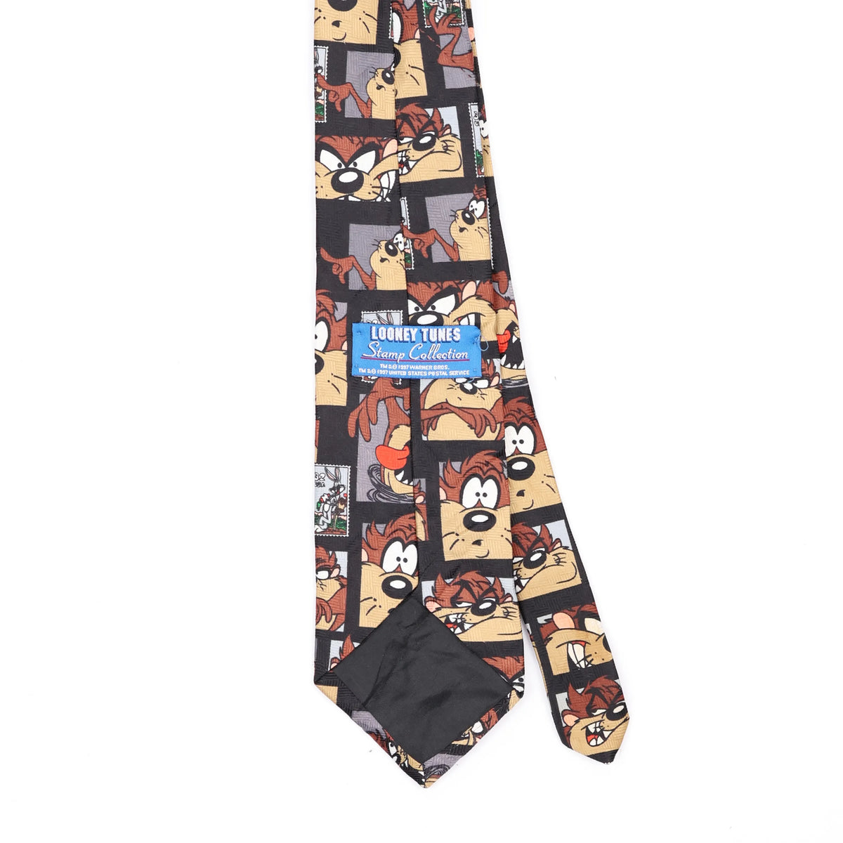 Back Back Detail of Vintage 1990's Looney Tunes Taz Cartoon Patterned Tie