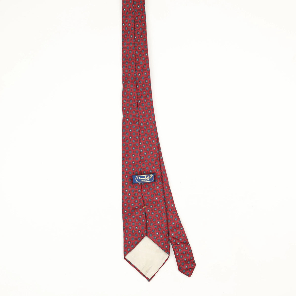 Back Back of Vintage 1990's Oscar De La Renta Geometric Patterned Tie